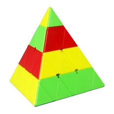 小小店舖 魔方格 四階金字塔 魔術方塊 奇藝工廠 原廠 速解 益智玩具 黑底, 彩色