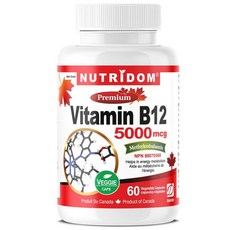 캐나다 NUTRIDOM 뉴트리돔 비타민B12 5000mcg 캡슐, 6개, 60정