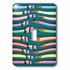 3dRose (lsp_262275_1) 싱글 토글 스위치 벤디 컬러 연필 블루 위에 핑크 지우개 팁 포함, 3dRose (lsp_262275_1) 싱글 토글 스위