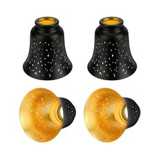 천장 팬 조명 커버 4팩 브론즈-골드 펜던트 4.8cm(1-5/8인치) 피터 ALUCSET 높이 12cm(4.75인치) 및 지름 12.4cm(4-3/4인치) 샹들리에 펜, 블랙/골드 4팩