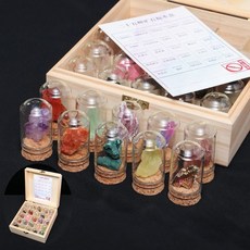 천연 원석 광물 표본 세트 화학 원소 주기율표 교육용 과학 장식품, 25칸 상자 A형, 1개