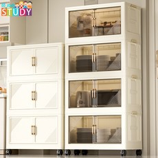 現貨 免安裝收納櫃家用兒童衣櫃整理寶寶衣服臥室收納櫃零食塑膠置物櫃, 45CM面寬（奶油白）四層,多層