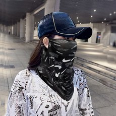 冰絲袖套夏季防曬男女百搭手袖腰果花ins潮防紫外線冰袖網紅手套, 1個, 勾面罩黑色