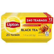 Lipton 티백 홍차 아이스 또는 핫티 심장 건강 지원 가능 티백 20개(12팩), 1개, 45.2g