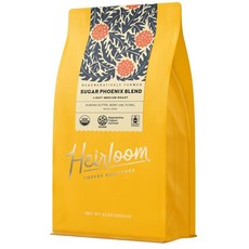 Heirloom Coffee Roasters - 슈가 재생 유기농 블렌드 로스트 미디엄 355ml(12온스) 원두 인증 100% 커피 피닉스, 1개, 홀빈, 340.2g