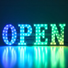 EPL OPEN 오픈 LED 전광판 조명 간판 영업중 개업선물 아크릴 리모컨 53x18cm, 1개, RGB