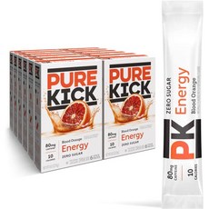 PURE KICK 에너지 싱글 투 고 드링크 믹스 블랙 체리 석류 PURE KICK 에너지 싱글 투 고 드링크 믹스 블랙 체리 석류 12박스 포함 각 박스에 6팩 총 72, Blood Orange, 1개