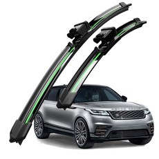 호환 랜드로버 레인지로버 벨라/더뉴 레인지로버 벨라 2017-2025 와이퍼 초발수 저소음 자국 없음 전면 와이퍼 블레이드 2종 세트, 초록색