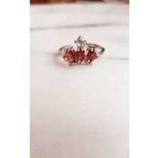 皇冠鑽切橙紅紅石榴S925銀戒（活圍）, 1個