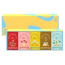 DOMINGO 精選茶包禮盒, 蜂蜜紅茶+蜂蜜薄荷茶+蜂蜜木槿花茶+蜂蜜芒果綠茶+蜂蜜檸檬綠茶, 1盒