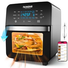 Nuwave Brio 15.5Qt 에어프라이어 토스터 오븐 & 로티세리 키트 2024년 새로운 고급 터보 컨벡션 기술 한 PFAS 프리 맥스 이븐 크리스프 강력한 1800W