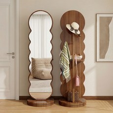 Uri Jip 회전 전신거울 스탠드 옷걸이행거 거울 인테리어 전신거울, 호두색