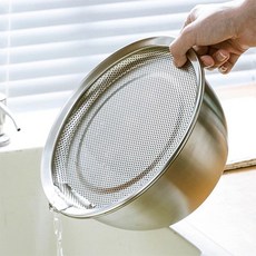 CookNest 스텐 믹싱볼 채반 뚜껑 3종 세트, 1세트, 은색