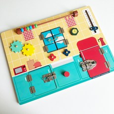 原木忙碌板早教寶寶玩具, 1個, 廚房忙碌板:如圖所示