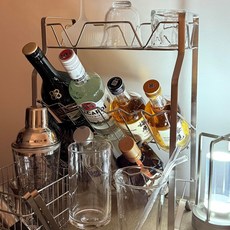 3층 와인랙 주방 양념선반 소형 가정용 테이블형 와인 보관 선반 정리대 진열대 소스정리, 1개, 3단 스테인리스스틸