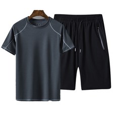 冰絲速乾運動套裝 涼感短袖透氣衣褲組
