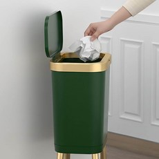 키큰휴지통 15L 주방 욕실 인테리어 골드 휴지통, 그린, 1개