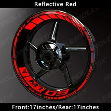 호환 AnoleStix 반사 오토바이 휠 스티커 허브 데칼 림 스트라이프 테이프 야마하 MT-09 용, 09 Reflective Red