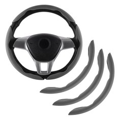 아미스 나파 가죽 스티어링 휠 커버 3PCS 세그먼트 프로텍터 범용 99% 자동차 커버 프로텍터(블랙), Gray, 1개