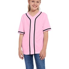 ACEFAST INC 아동용 야구 저지 버튼 블랭크 소프트볼 팀 유니폼 여아용 남아용 힙합 티셔츠 단색 스웨트셔츠 핑크 01