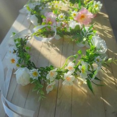 가더GADE 4AM 꽃화관 꽃팔찌 부토니에 헤어핀 셀프웨딩 촬영용품 꽃소품 브샤 생파, 화관