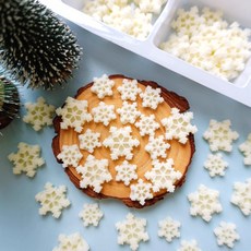 눈꽃 화이트 초콜릿 크리스마스 디저트 케이크 꾸미기 데코 장식 120개입, 07_옵션C(혼합) 120개입