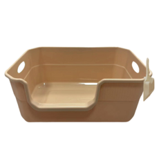 貓砂盆 貓廁所 貓便盆 貓沙盆 小貓砂盆 一體式貓砂盆 加高貓砂盆 幼貓砂盆 方形貓砂盆 防噴濺 貓砂, 卡其色, 1個