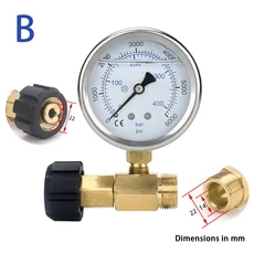 고압 세척기 압력 게이지 G1/4 "피팅이 펌프 유압 파워 와셔 400Bar 6000PSI, Gauge -M22 Connector, Gauge M22 Connector