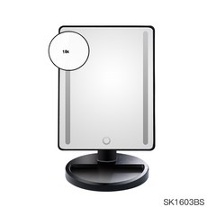 LED觸控調光化妝鏡 10X放大 USB供電, 黑色