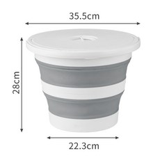 優選樂購 30L折疊桶 新款加厚洗衣桶 泡腳桶 便攜硅膠蓄水桶 臟衣藍洗車桶 提水桶 收納水桶 折疊水桶 摺疊水桶 儲水, 灰白色15升摺疊桶提手款帶蓋, 1個
