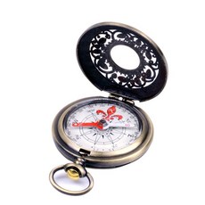 復古懷表指南針 高精度防水全金屬翻蓋指北針 便攜登山戶外羅盤探險, 古銅色, 1個