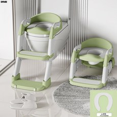 DFMEI 兒童馬桶梯坐便器寶寶 馬桶圈嬰幼兒 寶寶階梯摺疊坐便器, 清新綠PU軟墊款:如圖