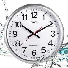 오더블유씨 빅 사이즈 방수 벽시계, 실버