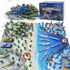 TALGIC Army Men Toys 대형 배틀 플레이 세트 - 육군 남자 액션 피규어 밀리터리 배틀 매트 탱크 헬리콥터 지프 구급차 트럭 대포 텐트 포함 (12, 육군 및 네이비