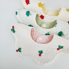마이달토끼 채소야 양면 꽃받침 턱받이 /신생아 유아 침받이/핸드메이드/백일선물 돌선물 (3컬러 택1)