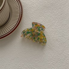 仿醋酸鯊魚夾 高級感髮夾 後腦勺髮飾 氣質網紅髮夾 韓系簡約髮夾 女生日常配件+怪手爪-碎花黃綠+默認顏色