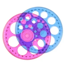 새로운 원형 플라스틱 눈금자 템플릿 패치 워크 발 360 도 학생 사무실 학교 선물용 1 개, 01 1 Pc