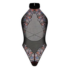 질요바 라이아 플로럴 자수 홀터넥 바디수트