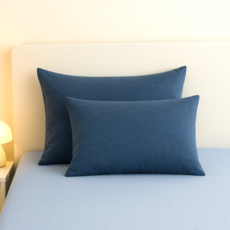 마누엘리 국내제작 베개커버+베개솜 2세트 목을 편하게 받쳐주는 탄탄한 쿠션감, 2개, 블루