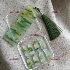 新款 小朋友古箏指甲片中國鳳古箏指甲八件套兒童古箏6到12歲一整套, 螺青綠（指甲+指甲板+收納盒+膠布）,大號（成年人）, 1個