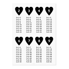 구구단표 유아 벽보 하트 포스터 42x60cm Multiplication table