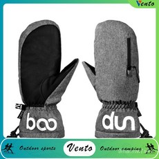 VENTO 冬季滑雪手套 戶外防水保暖可觸屏電動車手套拉鏈款, 灰色,L, 1個