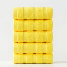 록신 프리미엄 호텔 수건 130g 30수 고급 코마사 데일리 타월 세면타올 선물수건세트, 5개, 파스텔 옐로우