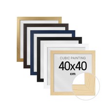 아트박스/하비스스퀘어 하비스 벽걸이 포스터 보석십자수 액자 우드 40x40cm, 1개, 프레임색상, 화이트