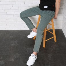 위드진 남성바지 원워싱 슬림스판 히든밴딩 9부 청바지