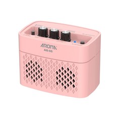 AROMA 아로마 휴대용 미니 전자기타 앰프 AG-05 5W 디스토션 듀얼스피커, 핑크, 1개