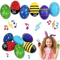 초치스 크고 매끄러운 페인트가 칠해진 나무 이스터 래틀 프리커션 셰이커 마라카스 상자 안의 장식 및 헌팅에 완벽한 2.7인치 다양한 디자인 6팩, 12-Pack