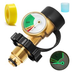 Luxiv 45.4kg100파운드 프로판 탱크 어댑터 게이지 포함 POL to QCC1 어댑터 솔리드 황동 리필 적용 장치 방진 커버 씰 테이프가 있는 POL을 QCC1, Luxiv 45.4kg100파운드 프로판 탱크 어댑터,