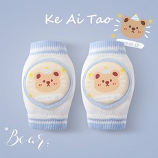 兒童護膝 寶寶爬行護具 防摔學步 嬰兒膝蓋保護套 可愛卡通圖案, 1個, 好運熊,寶寶護膝