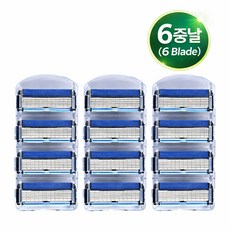 슈투스 질레트 호환용 신형 6중날 프리미엄 스테인리스 면도날 리필, 3세트, 4개입